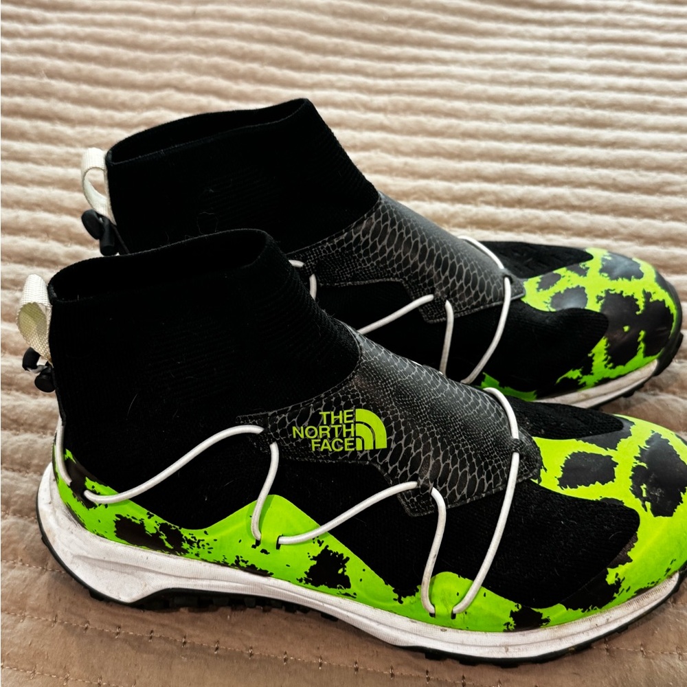 The North Face Black and Neon Green Sneakers